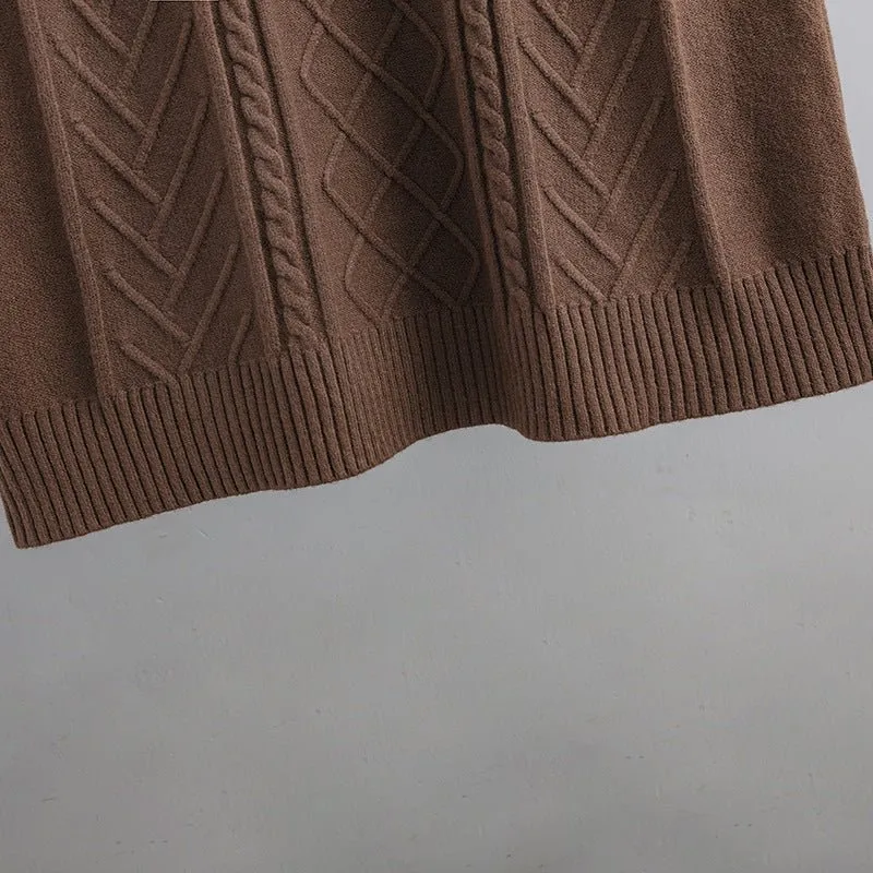 Pre Order:  Turtleneck Textured Knit Sweater Dress