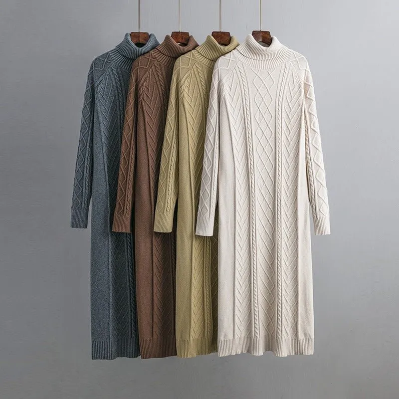 Pre Order:  Turtleneck Textured Knit Sweater Dress