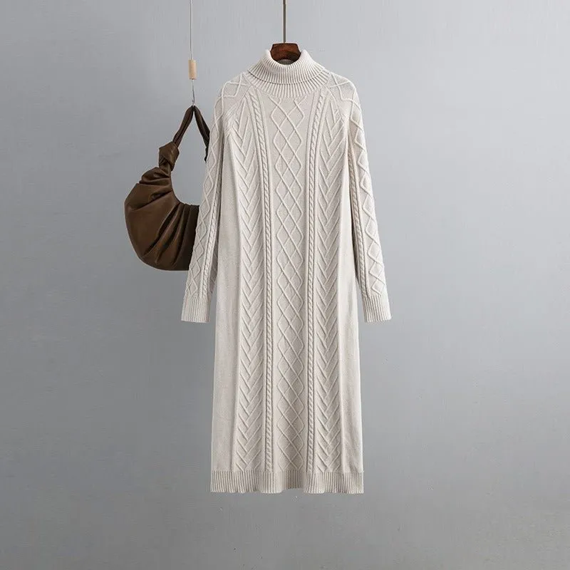 Pre Order:  Turtleneck Textured Knit Sweater Dress
