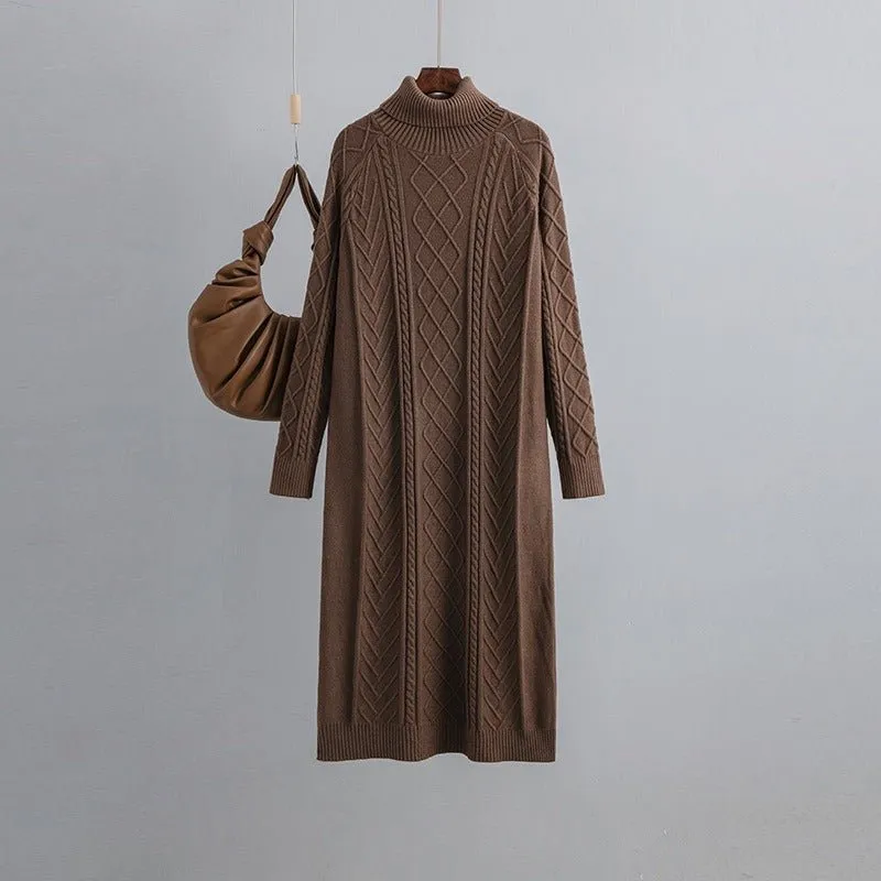 Pre Order:  Turtleneck Textured Knit Sweater Dress