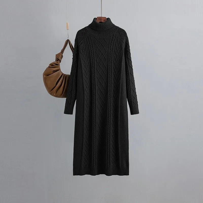 Pre Order:  Turtleneck Textured Knit Sweater Dress