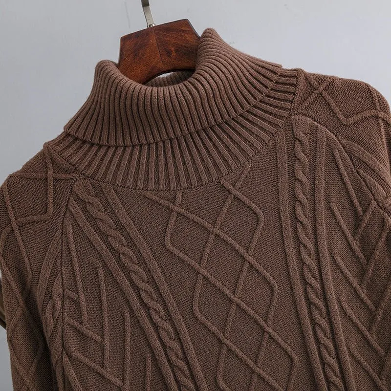 Pre Order:  Turtleneck Textured Knit Sweater Dress