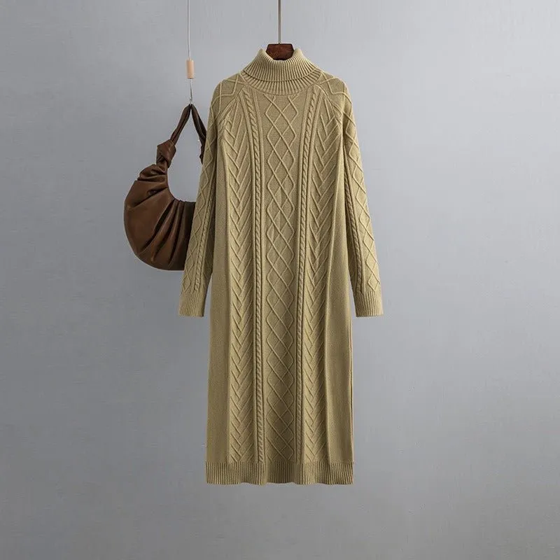 Pre Order:  Turtleneck Textured Knit Sweater Dress