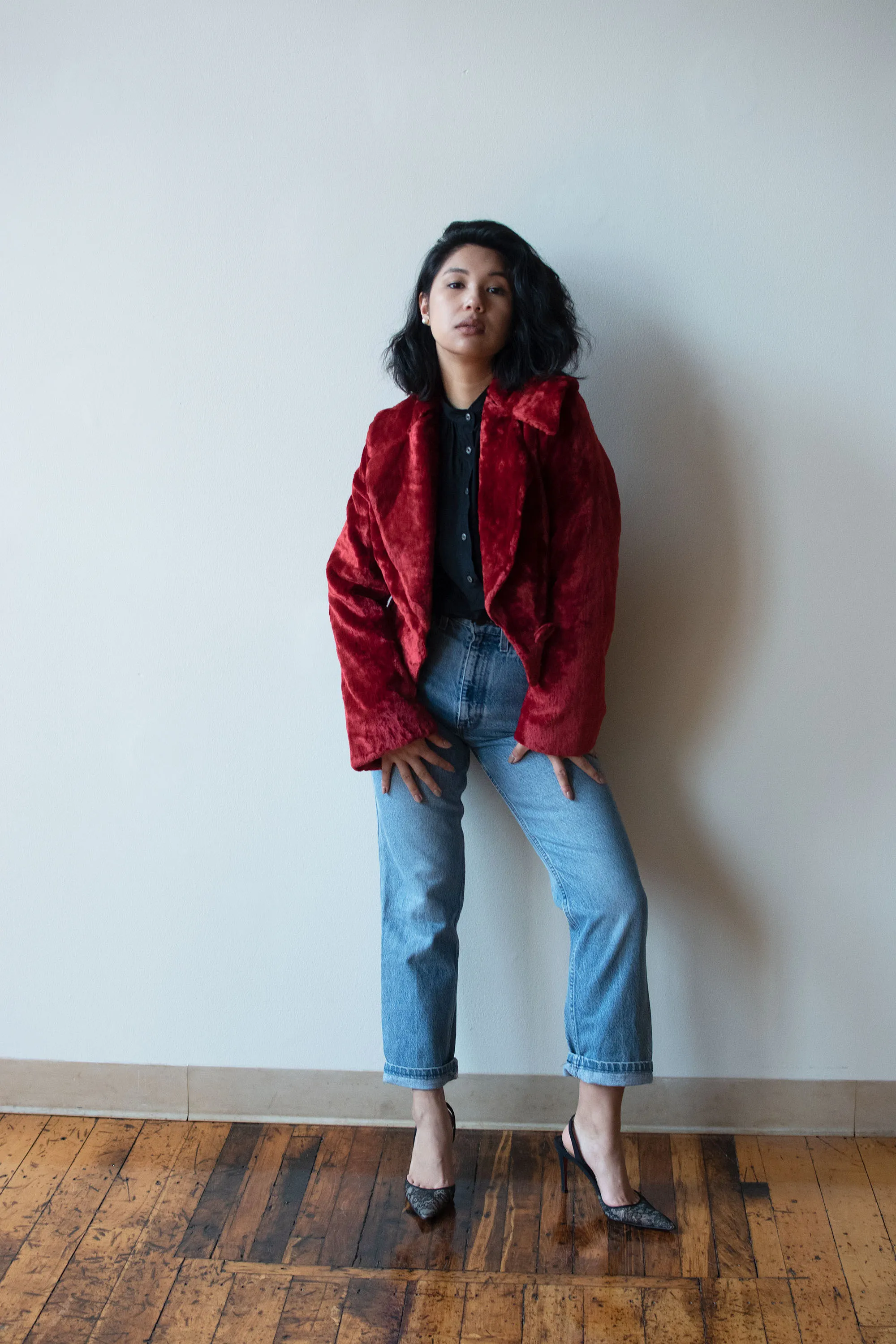 Red Faux Fur Jacket | Gianfranco Ferré