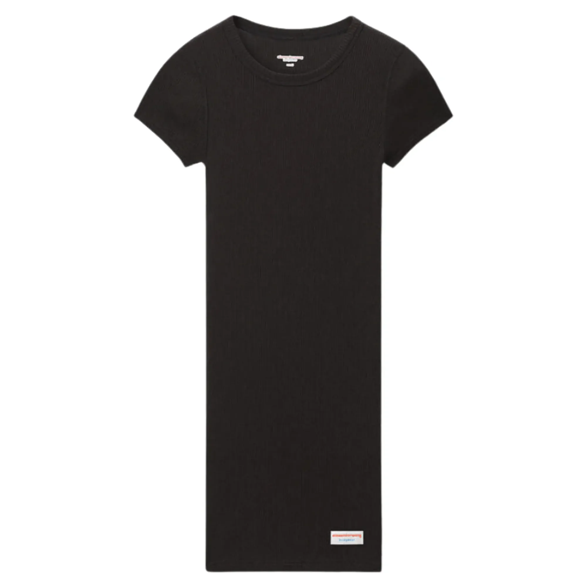 Short Sleeve Crewneck Dress In Ribbed Cotton
