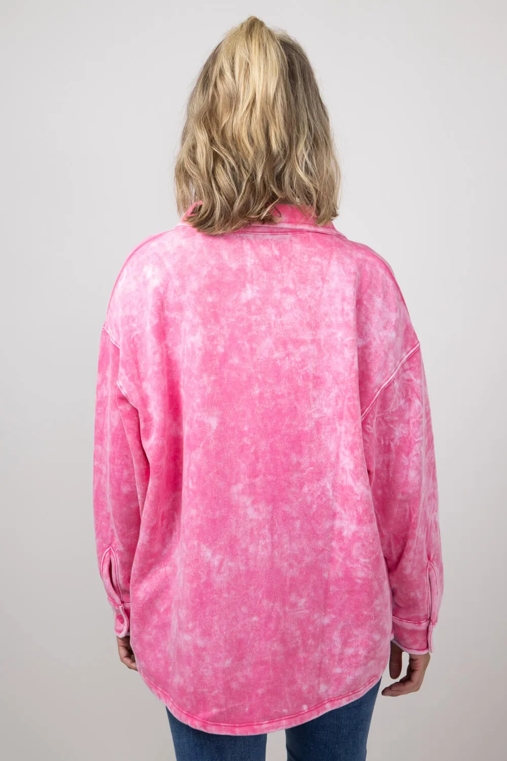 Simply Southern Solid Acid Wash Shacket for Women in Pink | PP-0224-SHKT-ACID-PINK