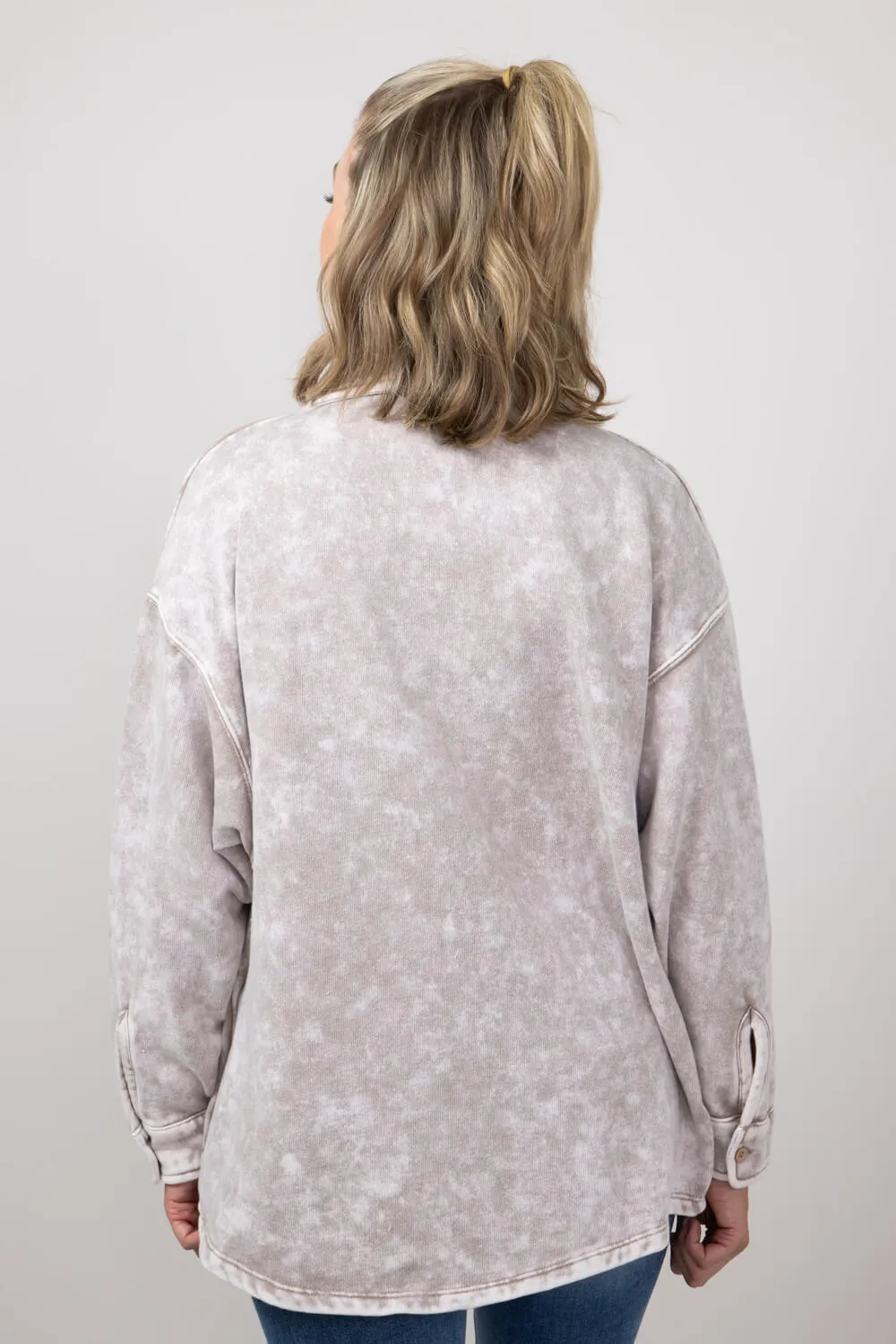 Simply Southern Solid Acid Wash Shacket for Women in Tan | PP-0224-SHKT-ACID-TAN