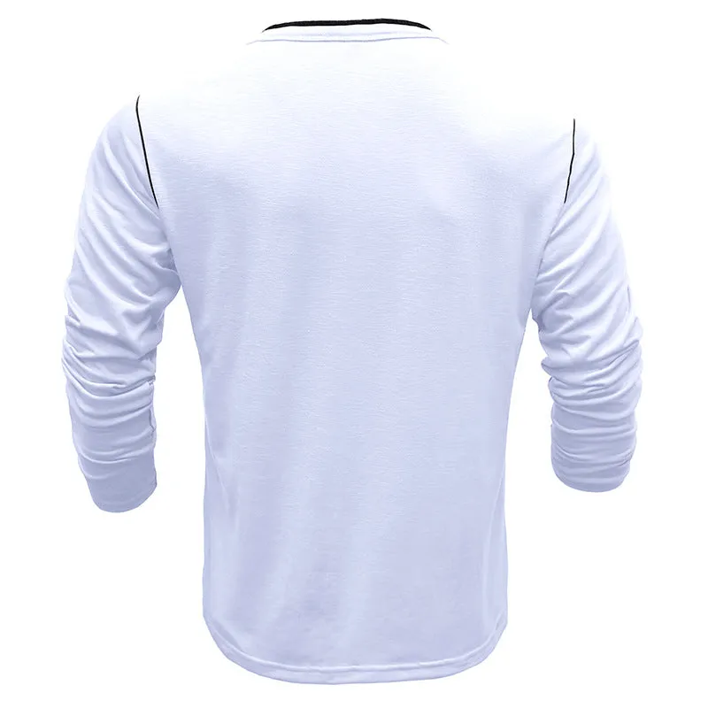 SLUB COTTON LONG SLEEVE CONTRAST BUTTON HENLEY SHIRT