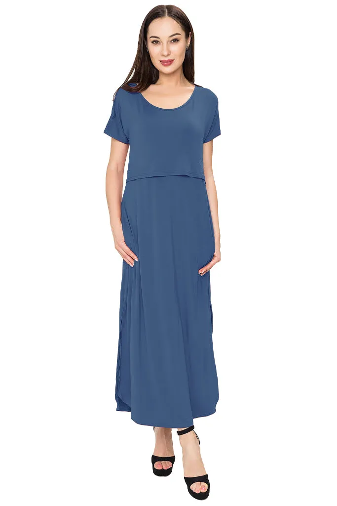 Smallshow Short Sleeve Nursing Maxi Dresses
