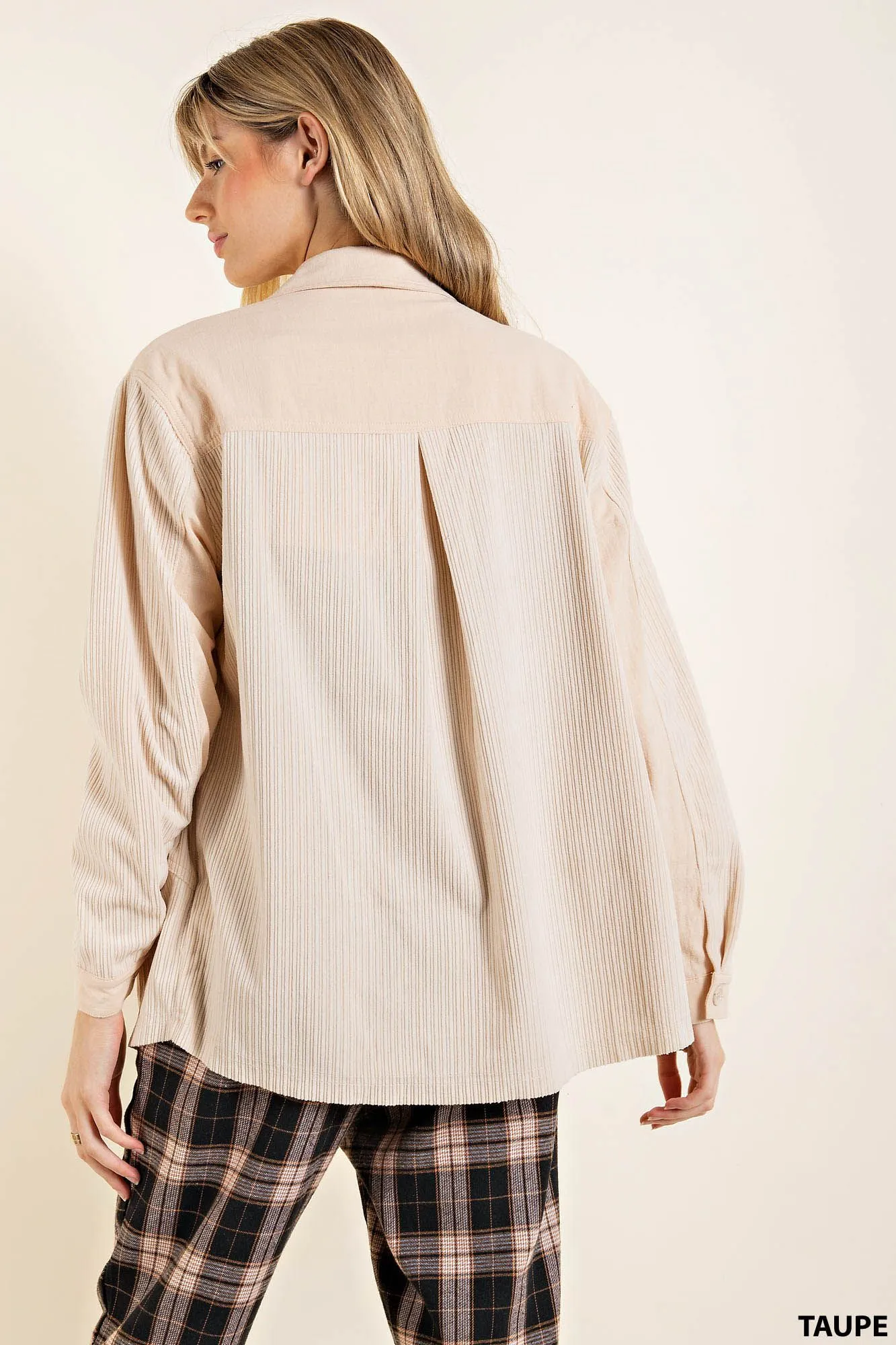 Soft Corduroy Shacket - taupe