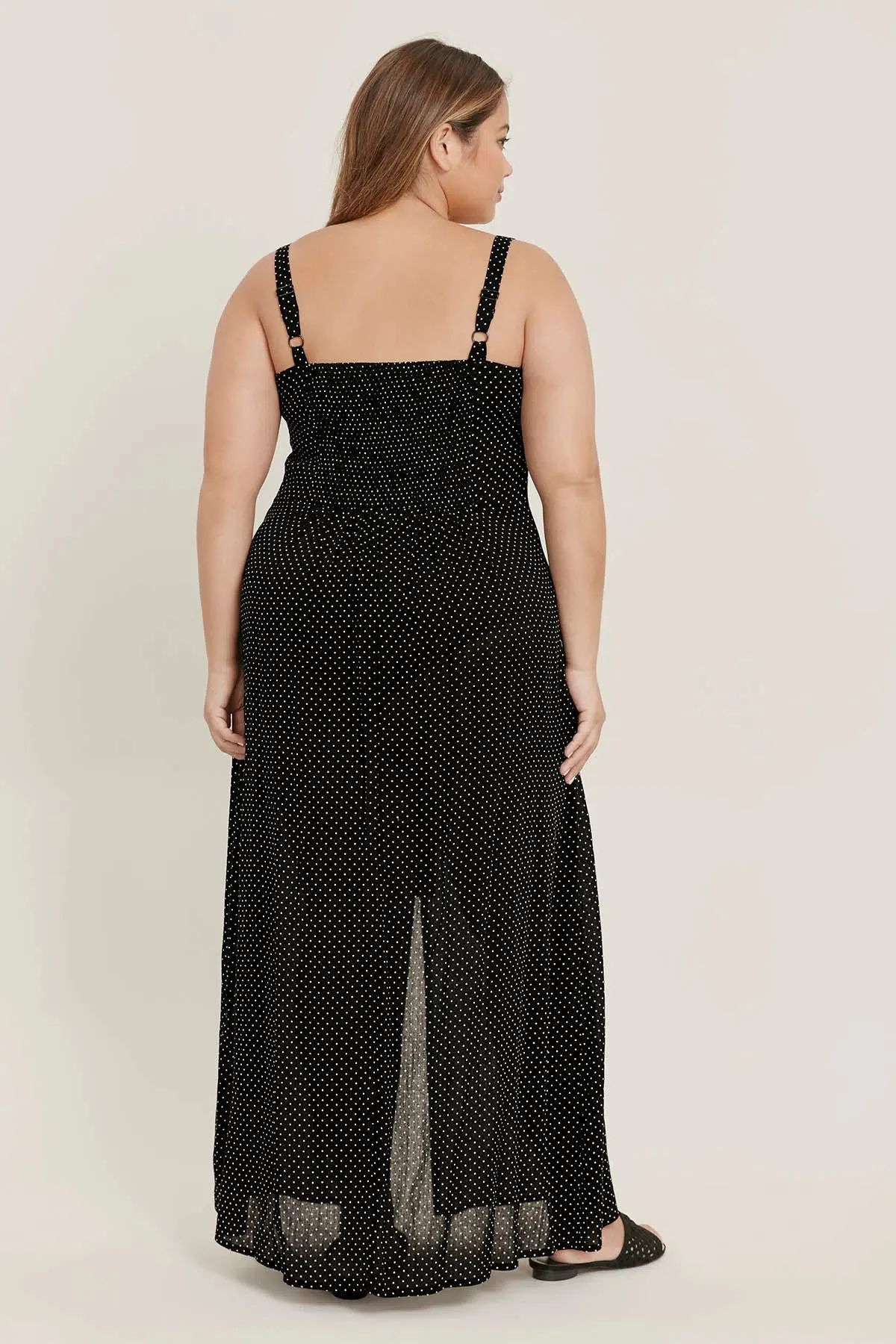 Spotted Button Down Strappy Dress