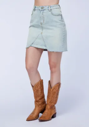 Stetson Womens Denim Unfinished Hem Light Blue Cotton Blend Skirt