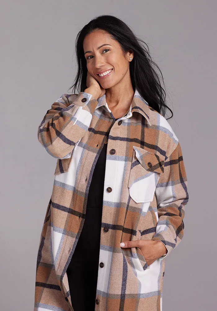 Sutton Shacket - Camel Plaid