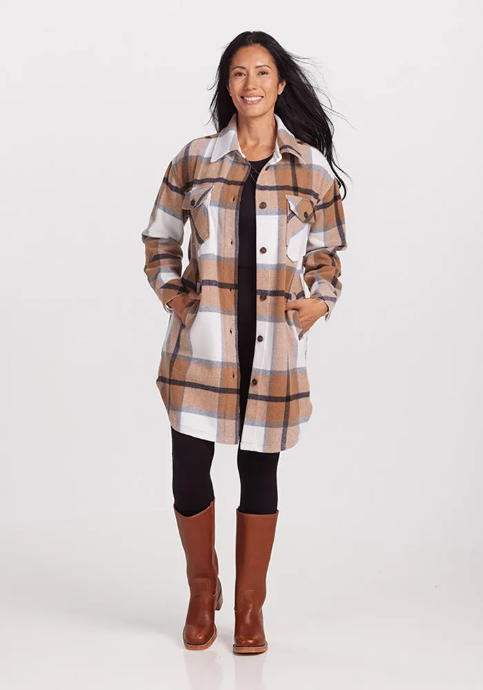 Sutton Shacket - Camel Plaid