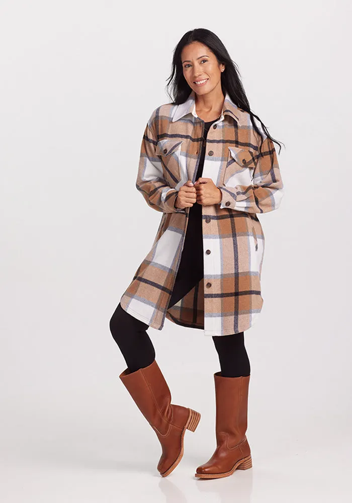 Sutton Shacket - Camel Plaid