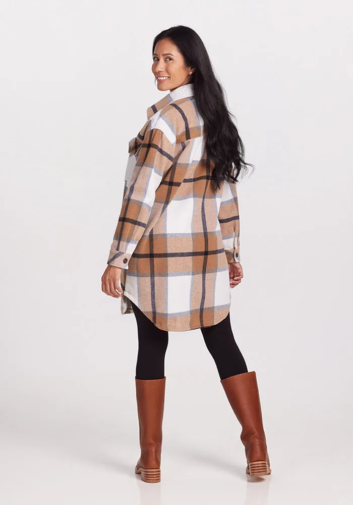 Sutton Shacket - Camel Plaid