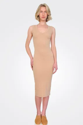 Textured Knit Sleeveless Dress - Oat Milk