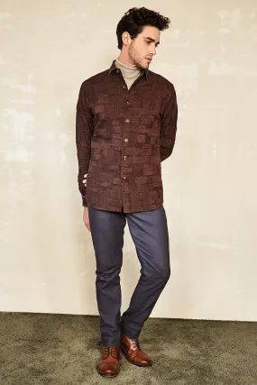 Textured Shackets with Polo Neck & Grey Trousers