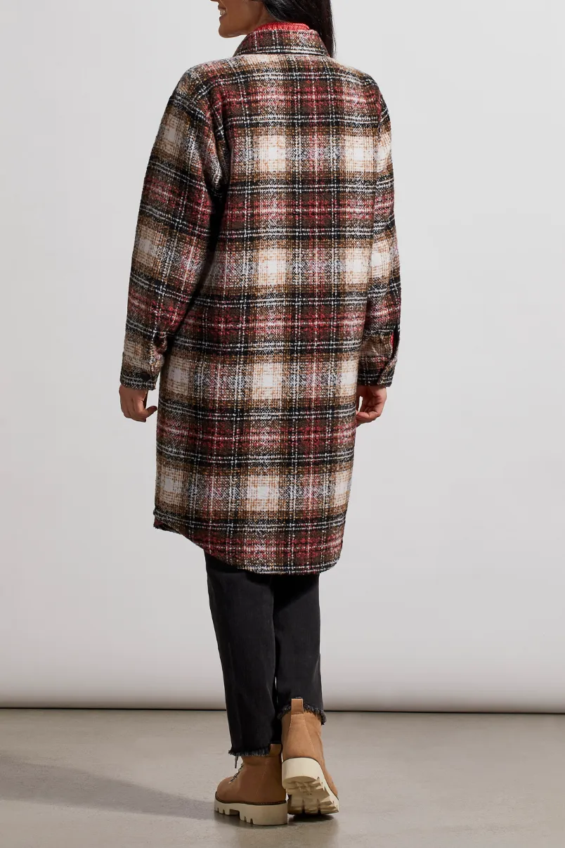 TRBL Long Plaid Shacket - Rosewood