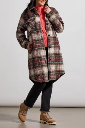 TRBL Long Plaid Shacket - Rosewood