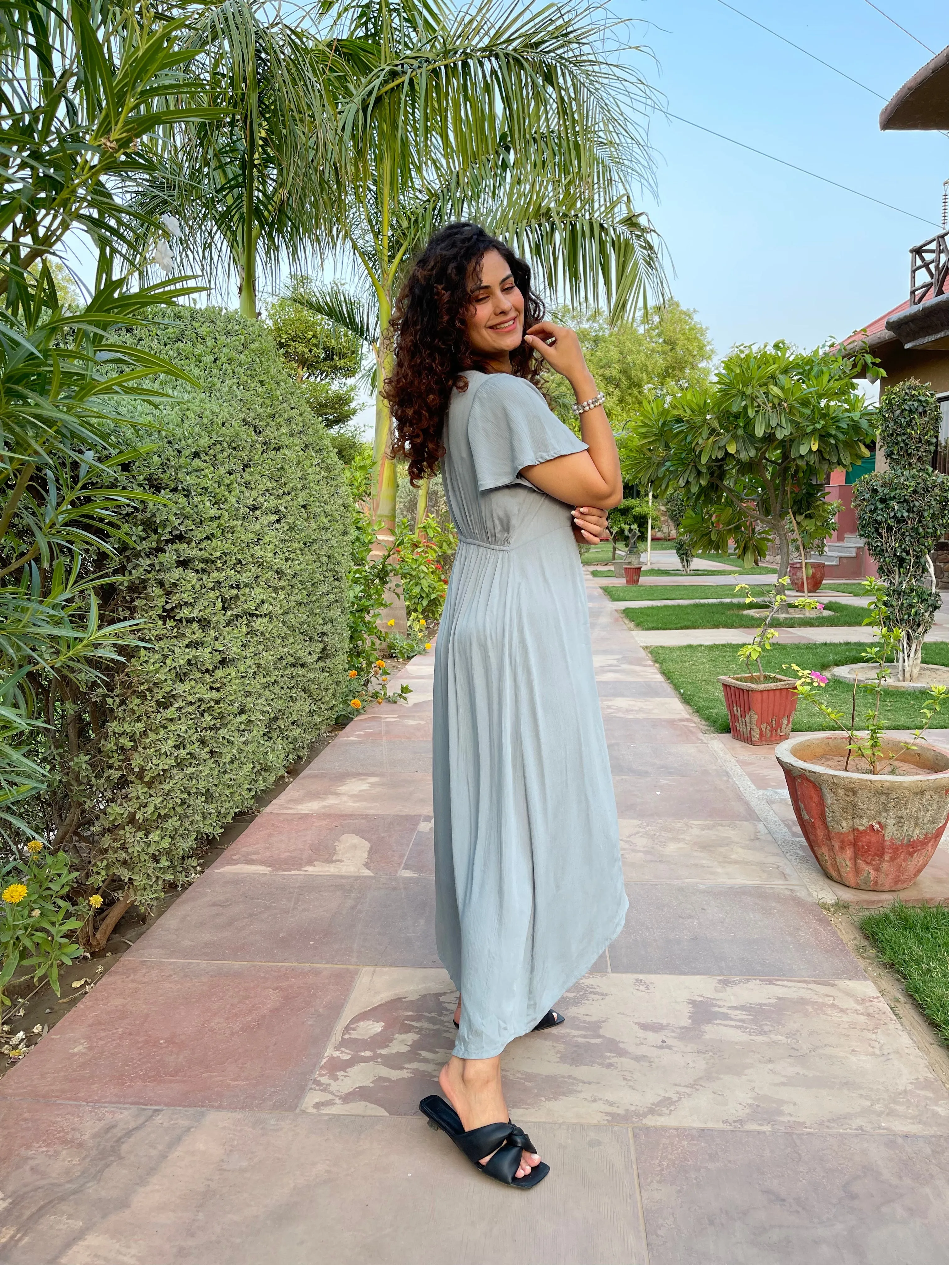 Trendy Grey Maxi Dress
