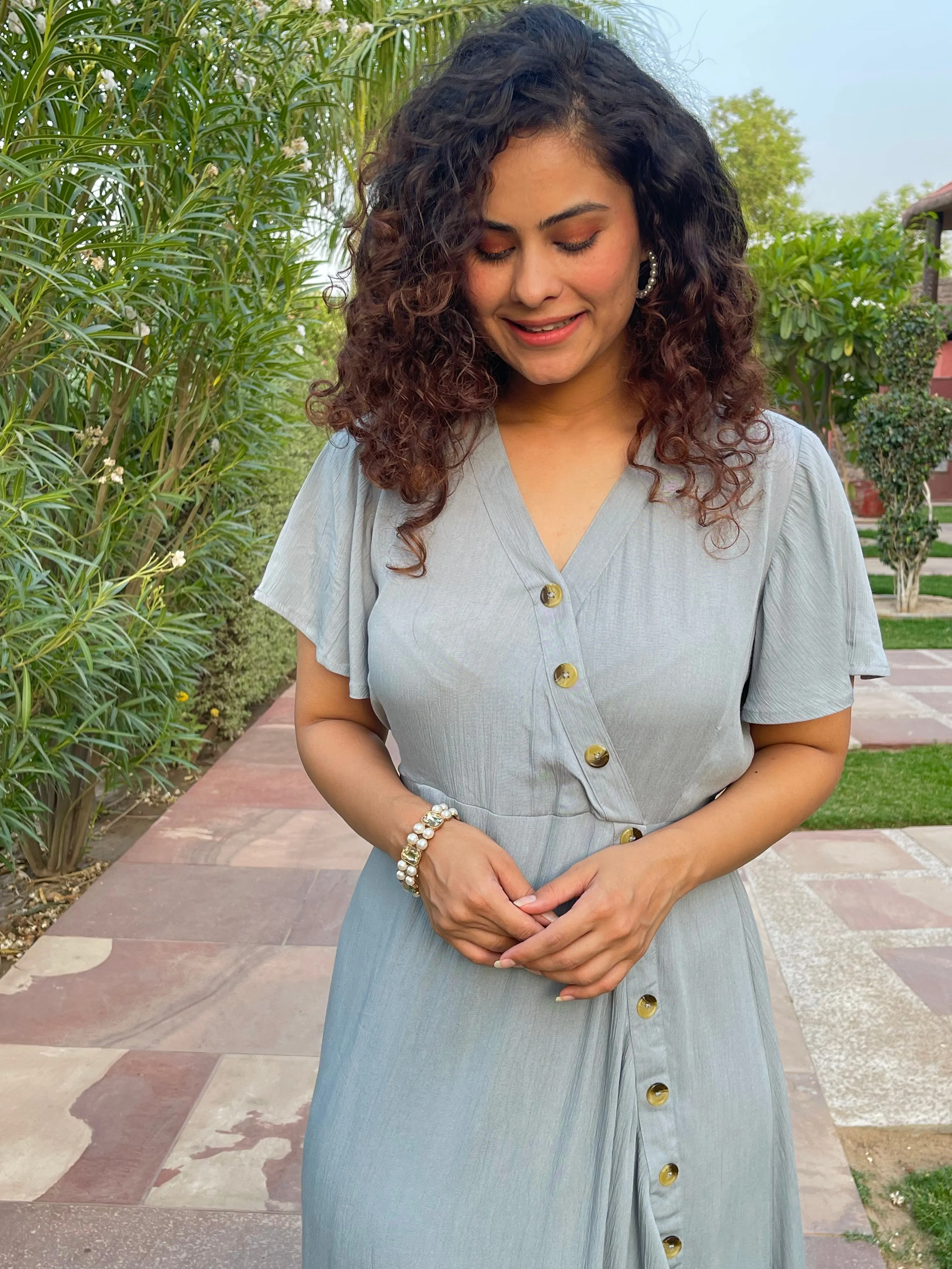 Trendy Grey Maxi Dress