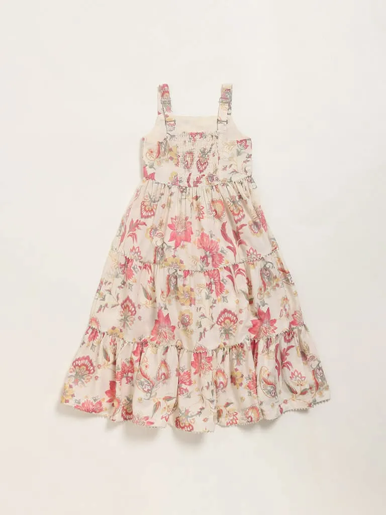Utsa Kids Off-White Tiered Maxi Dress (2 - 8yrs)