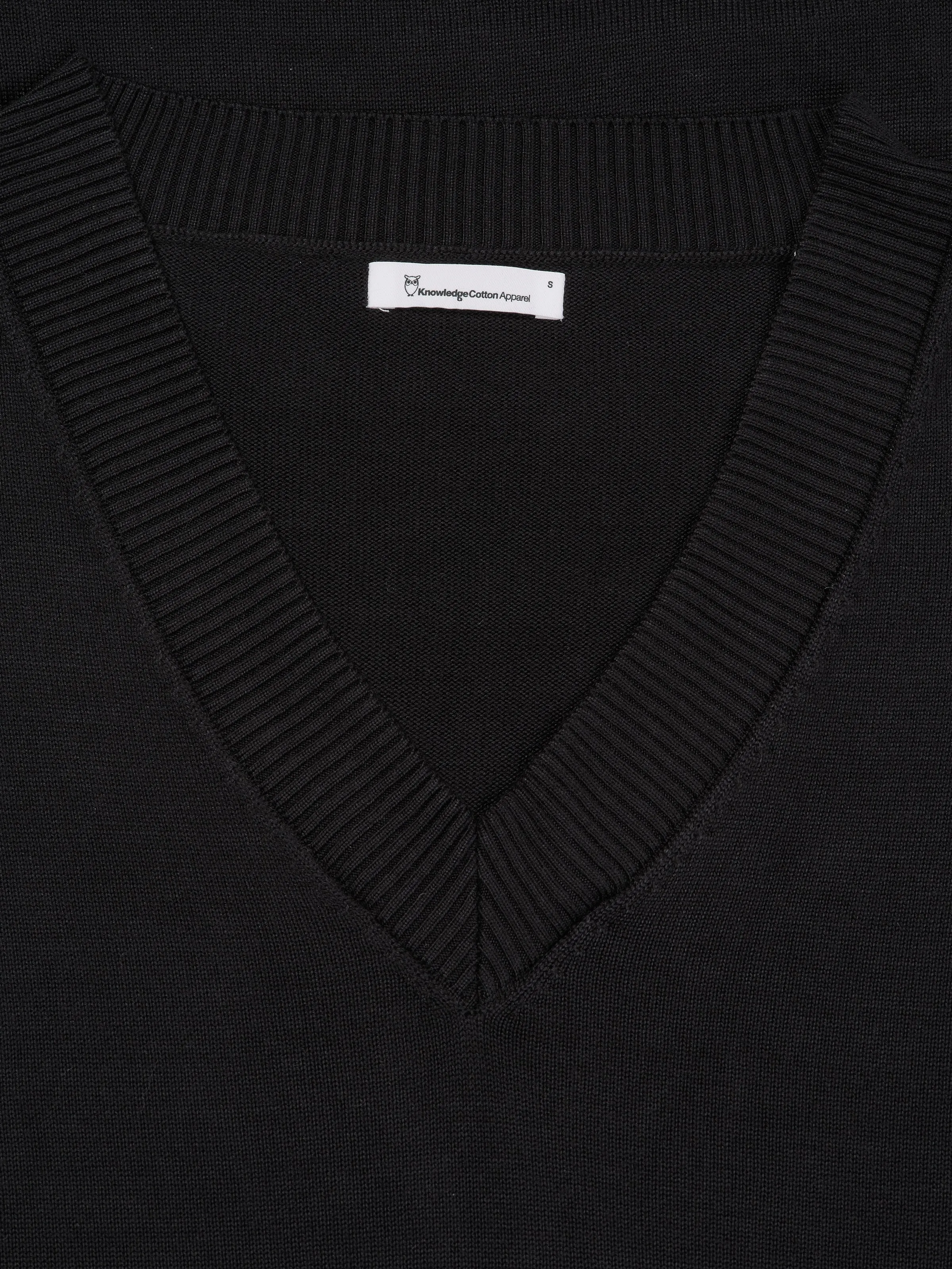 V-neck viscose knit dress - Black Jet