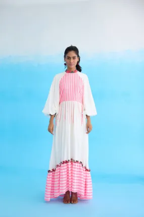White Candy Stripes Maxi Dress