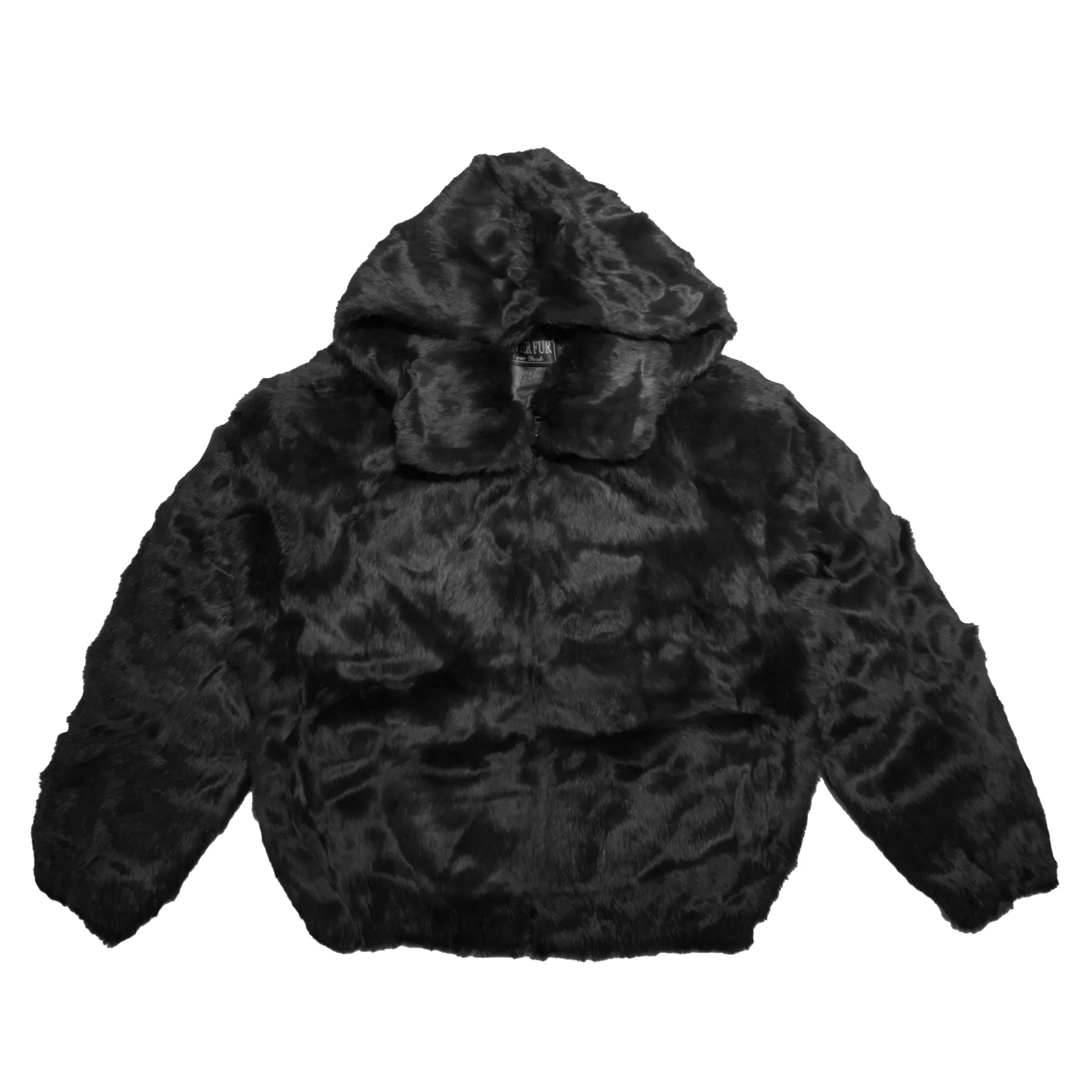 Winter Fur Women's Black Bomber Rabbit Fur Coat